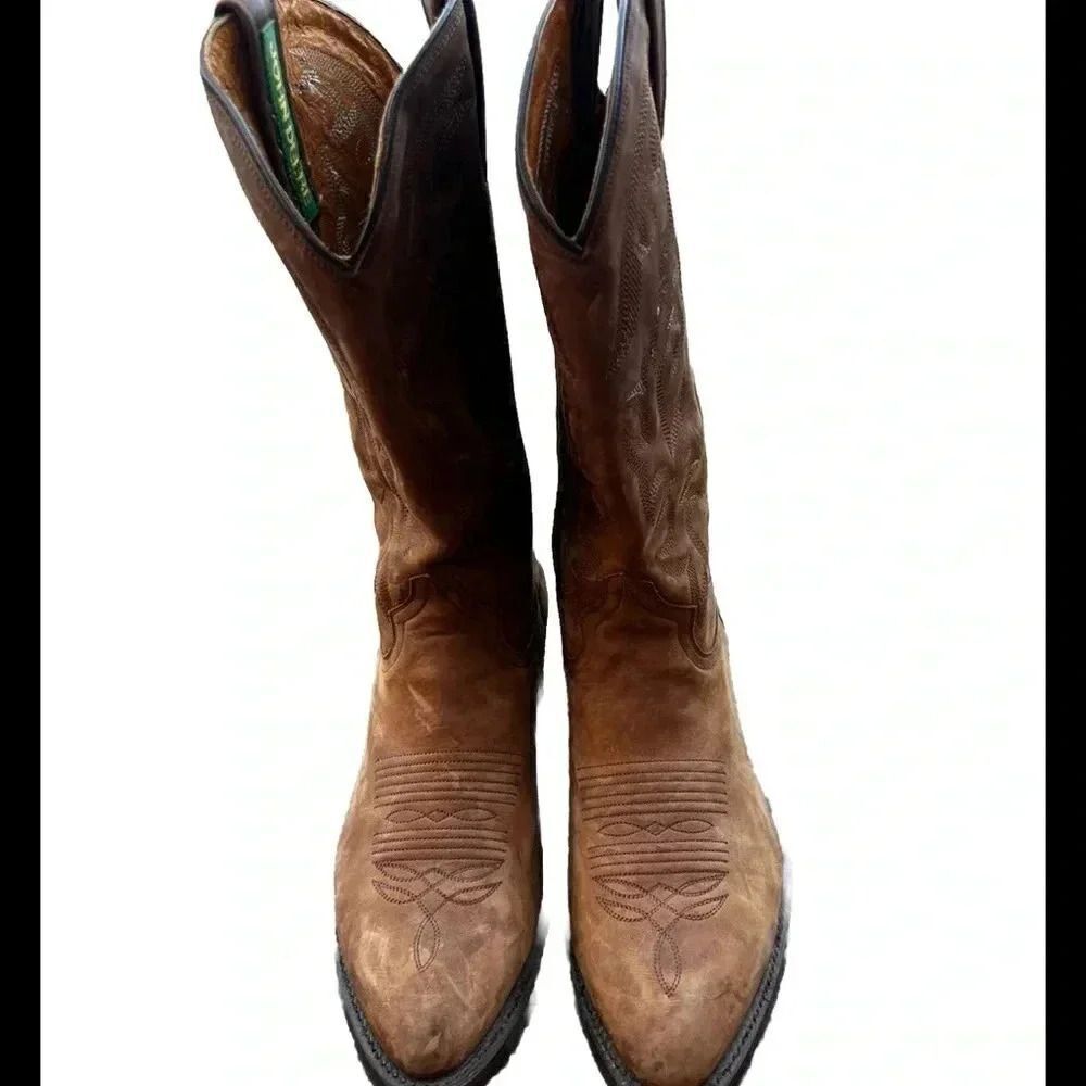 John Deere 50995 Brown‎ Black Leather Western Cowboy Boots Men Size 9M